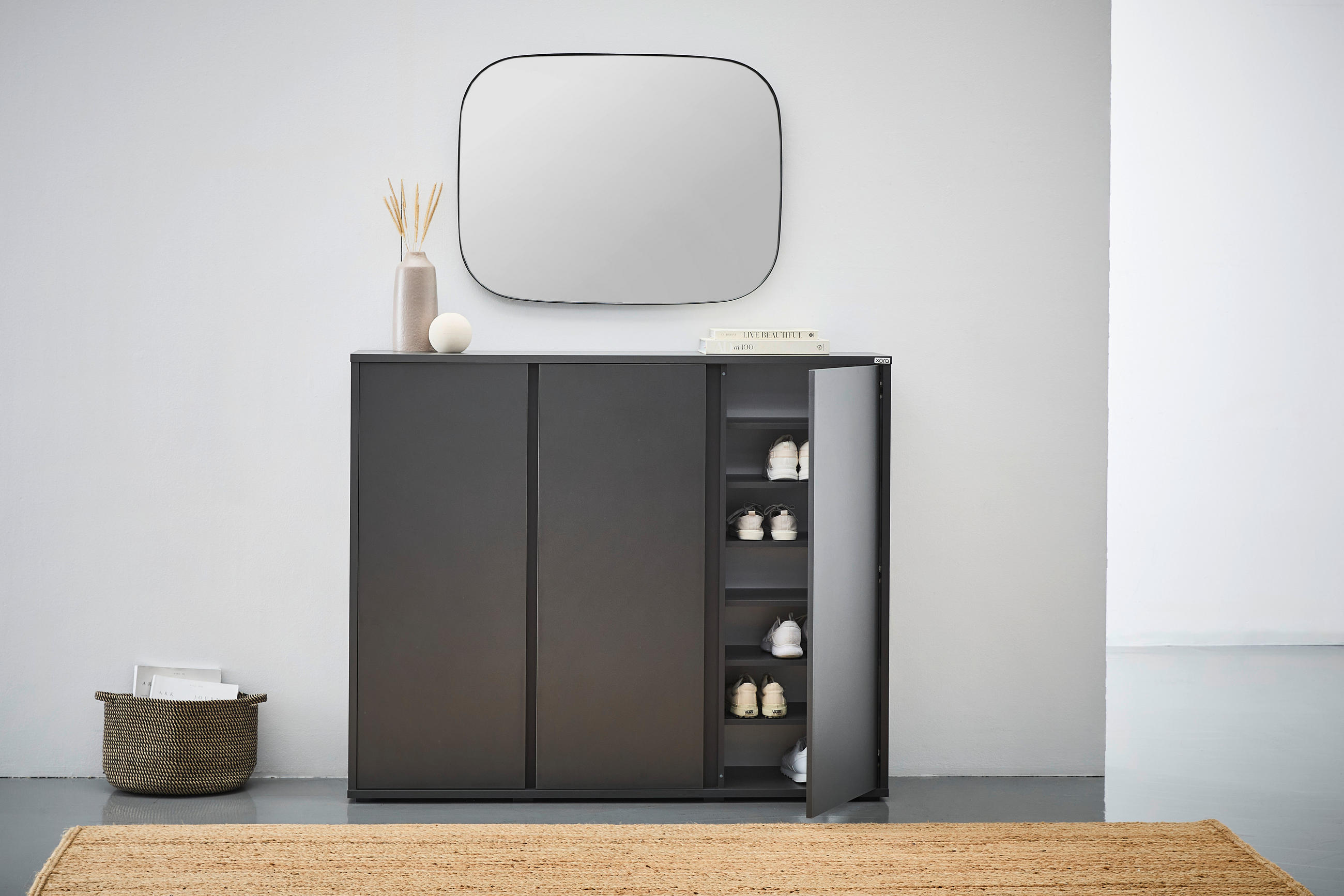 SCHUHSCHRANK Anthrazit  - Anthrazit, KONVENTIONELL, Holzwerkstoff/Kunststoff (145/120/34cm) - Xora