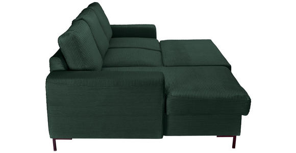 ECKSOFA Dunkelgrün Cord  - Dunkelgrün/Schwarz, KONVENTIONELL, Textil/Metall (150/240cm) - Carryhome