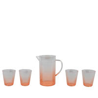 GLÄSERSET 5-teilig  - Transparent/Aprikose, Basics, Kunststoff - Ambia Home