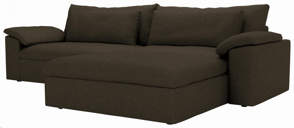 ECKSOFA Flachgewebe Schlammfarben  - Schlammfarben/Schwarz, Modern, Kunststoff/Textil (306/198cm) - Carryhome