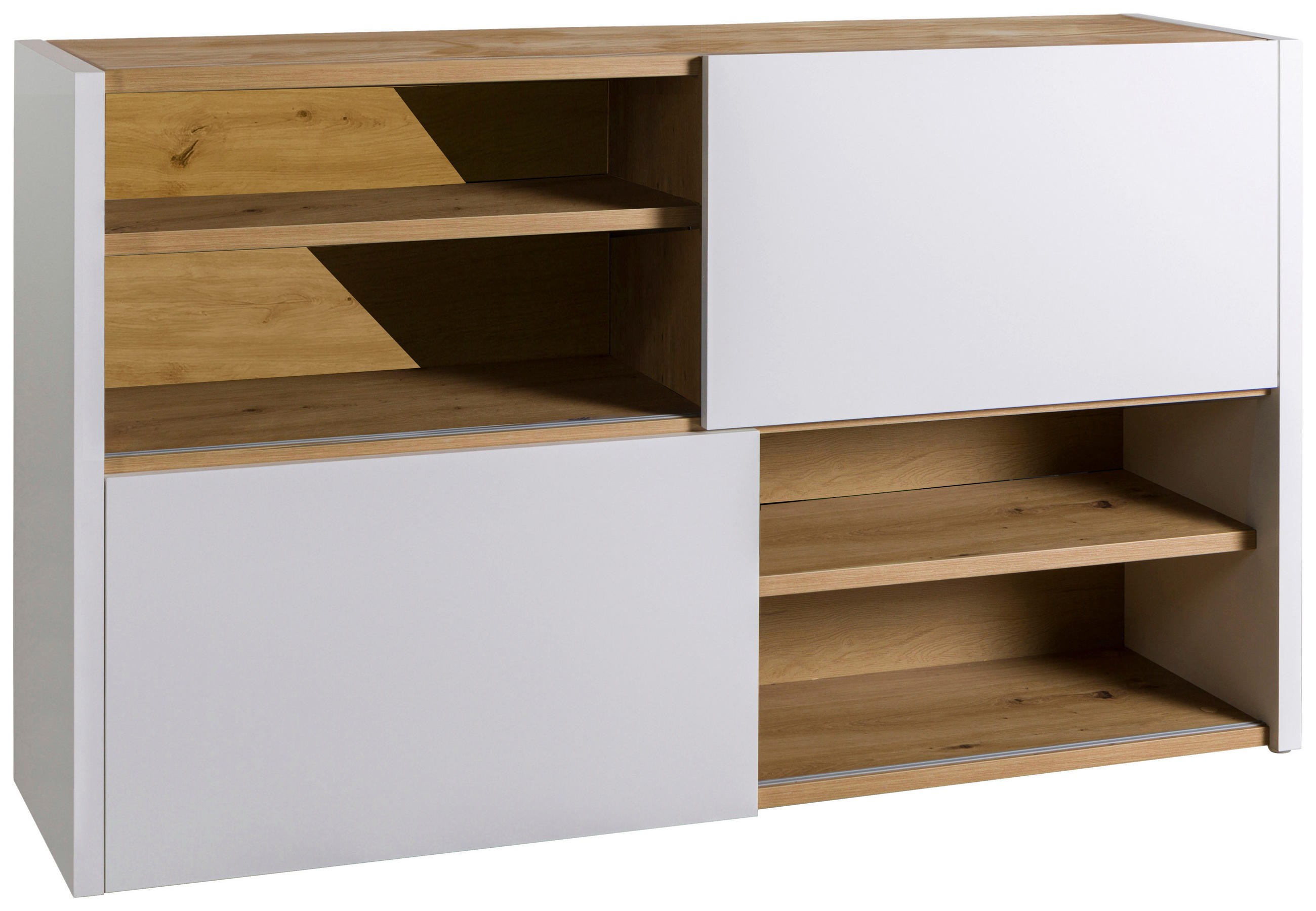 AKTENREGAL Eiche Artisan, Weiß Hochglanz  - Weiß Hochglanz/Eiche Artisan, Design, Holzwerkstoff (140/87/35,6cm) - Carryhome