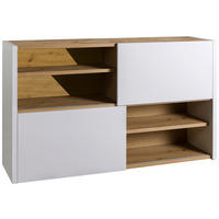 AKTENREGAL Weiß Hochglanz, Eiche Artisan  - Weiß Hochglanz/Eiche Artisan, Design, Holzwerkstoff (140/87/35,6cm) - Carryhome