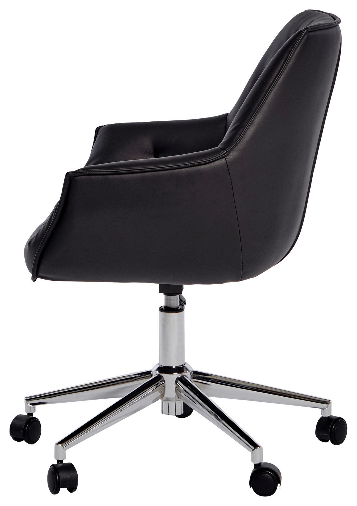 DREHSTUHL  in Lederlook Schwarz, Chromfarben  - Chromfarben/Schwarz, Modern, Kunststoff/Textil (61/61/84cm) - Livetastic