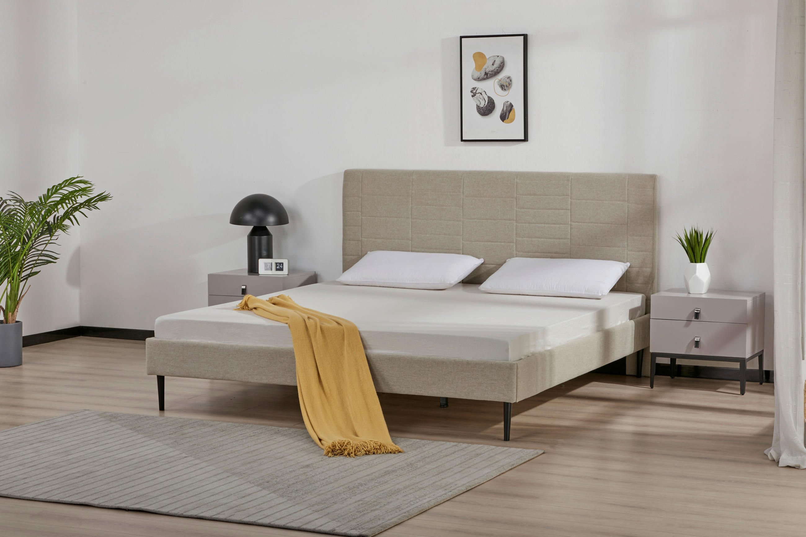 TAPECIRANI KREVET   180/200 cm   bež  - prirodne boje/bež, Moderno, drvo/metal (180/200cm) - Livetastic
