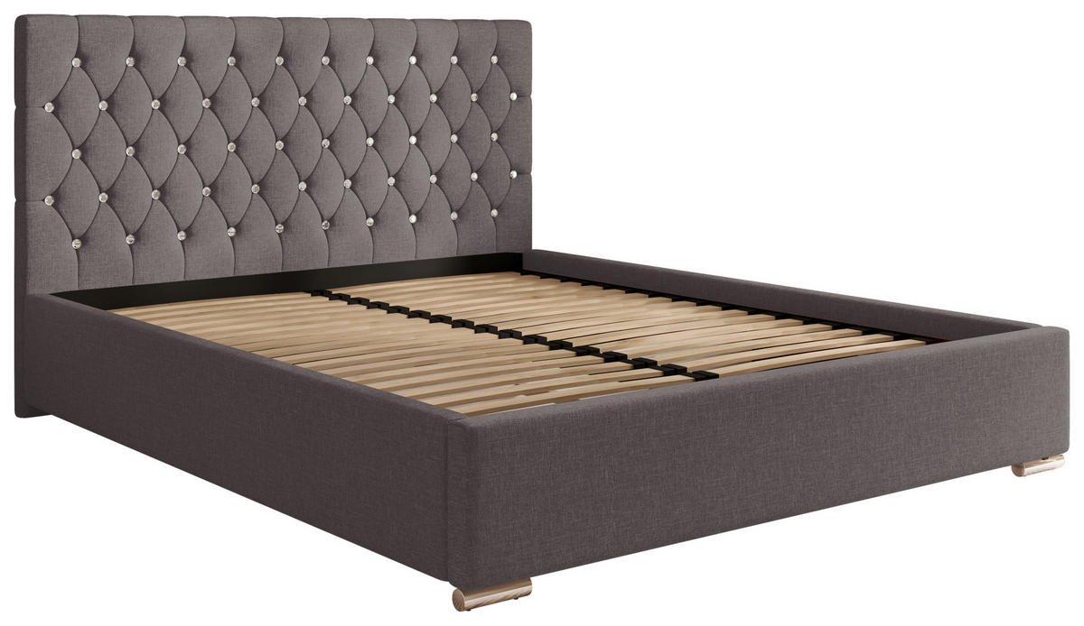 POLSTERBETT 200/200 cm,  in Anthrazit, gepolstertes Kopfteil, Lattenrost, Bettkasten,  - Chromfarben/Anthrazit, MODERN, Holz/Kunststoff (200/200cm) - Chameo