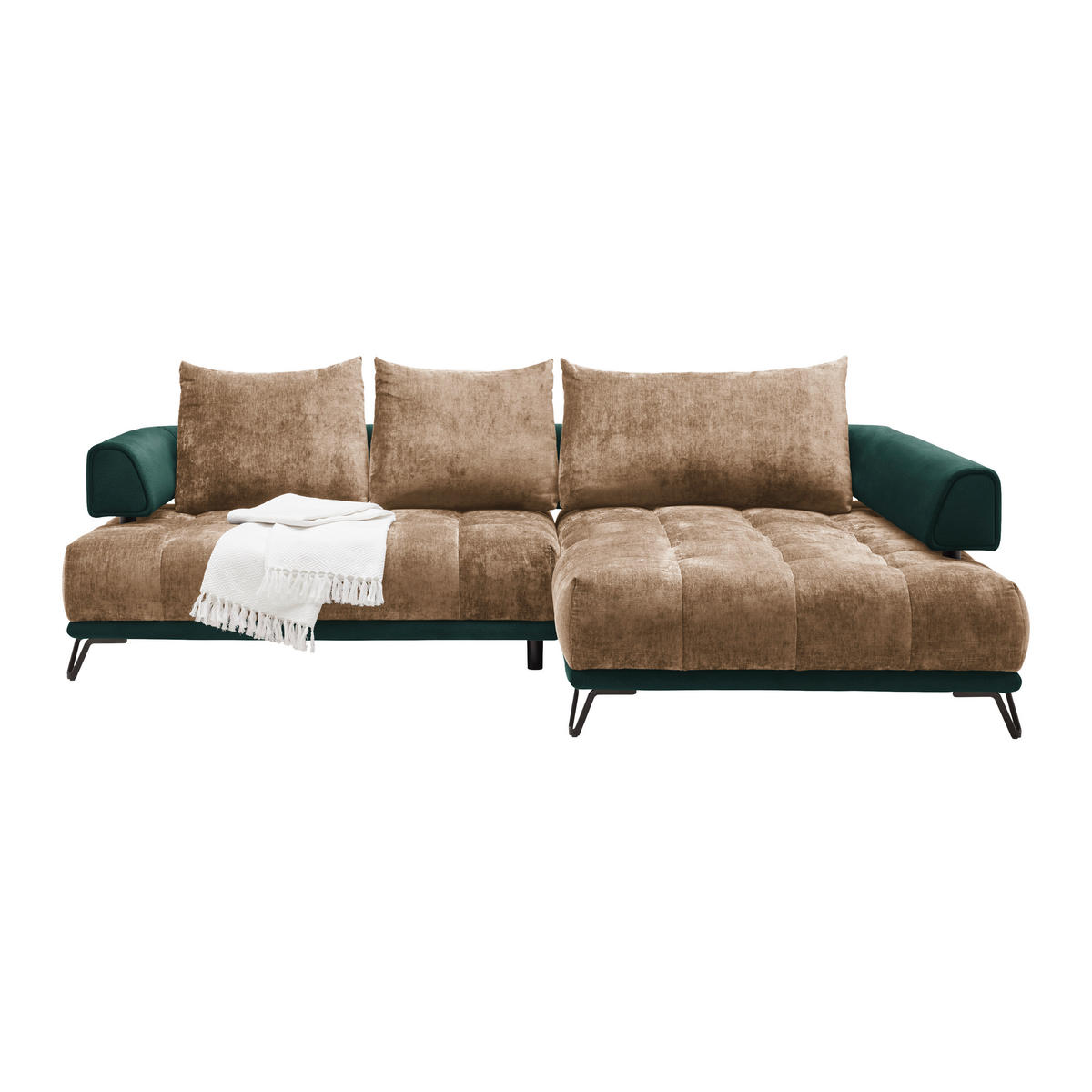 HÖRNSOFFA i beige  - beige/svart, Modern, metall/textil (262/67-87/184cm) - MID.YOU