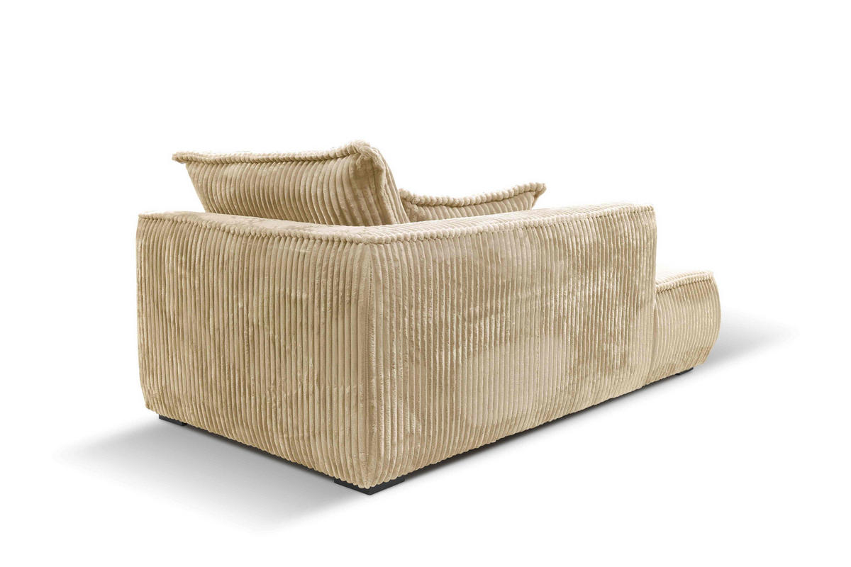 RÉCAMIERE in Cord Beige  - Beige/Schwarz, Design, Holz/Textil (207/75/121cm) - MID.YOU