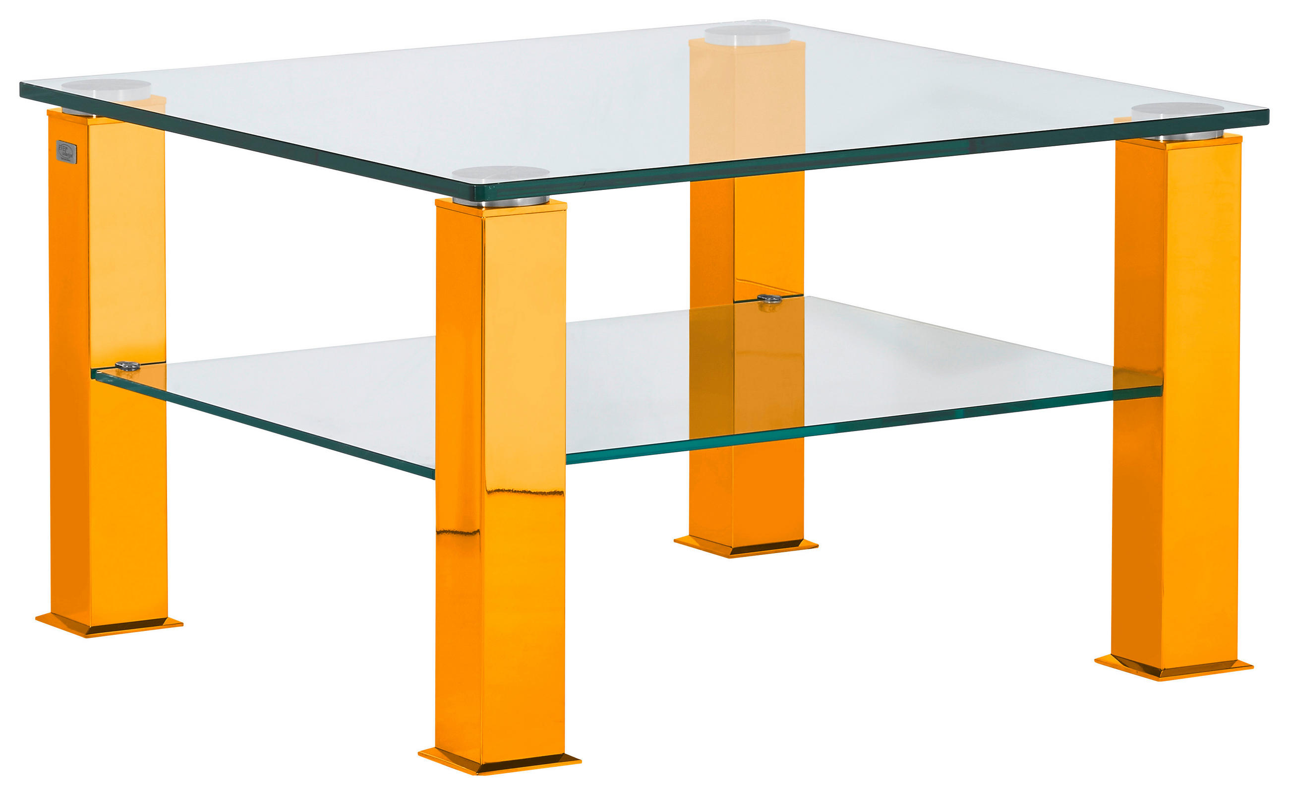 COUCHTISCH Kristallglas 75/75/42,5 cm quadratisch Gelb  - Gelb, Design, Glas/Kunststoff (75/75/42,5cm)