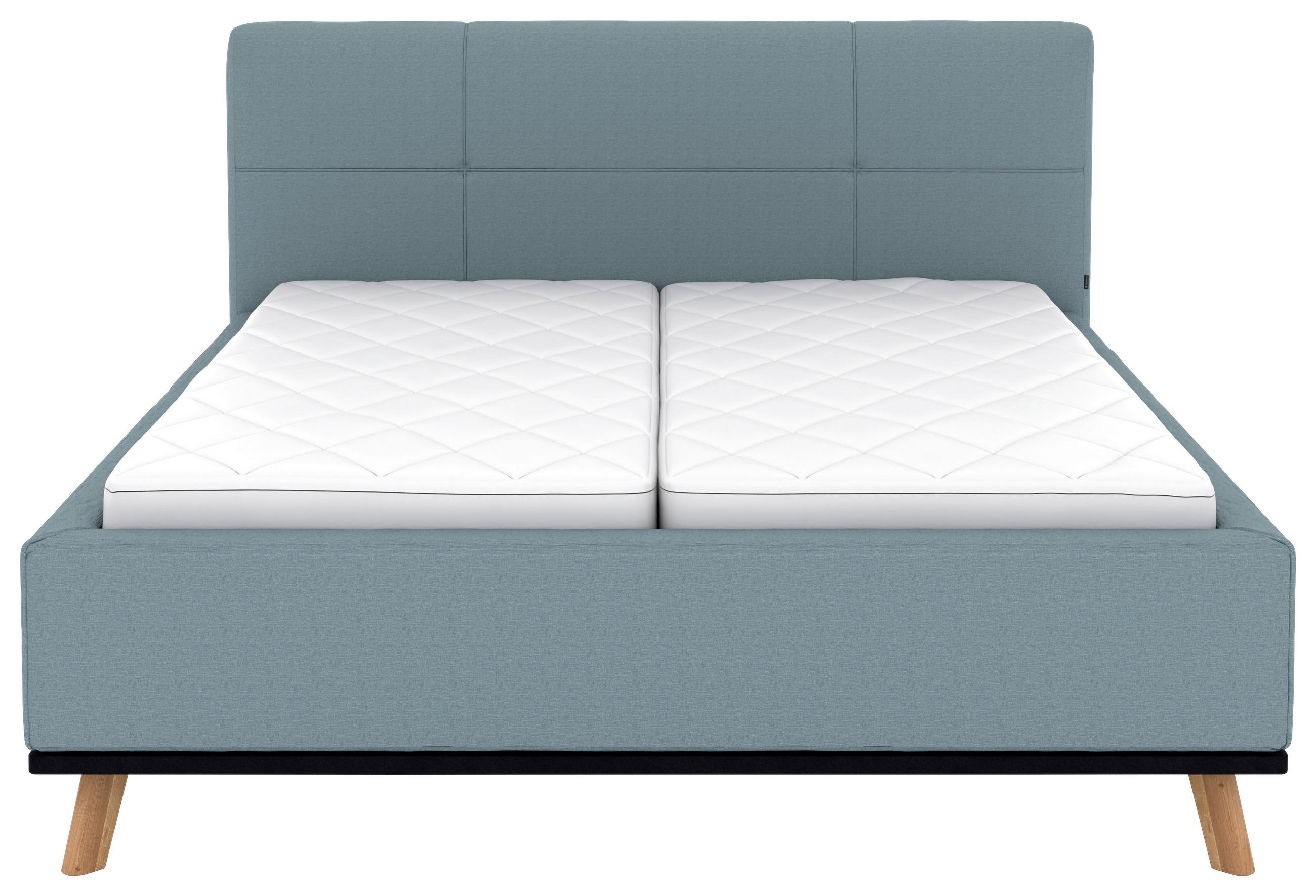 Thumbnail - Musterring Polsterbett, Blau, Textil, Birke, Buche,Esche, massiv, H2, Höhe ca. 20 cm, 180x200 cm, Reach, atmungsaktiv,Be...