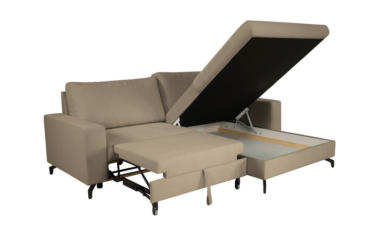 ECKSOFA CLARA Beige Rückenkissen, Bettkasten, Liegefläche im Originalstoff  - Beige, MODERN, Textil (240/177cm) - P & B