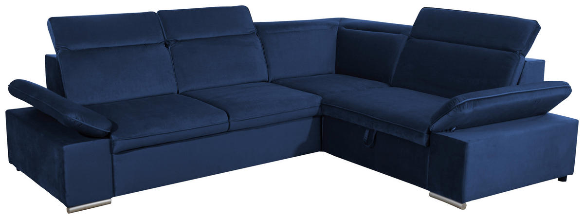 SAROKKANAPÉ textil sötétkék  - sötétkék/ezüst, Design, textil/fém (268/218cm) - MID.YOU