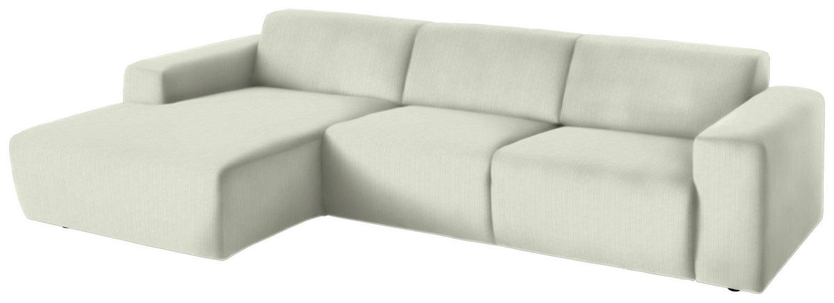 ECKSOFA Creme Feincord  - Creme/Schwarz, Design, Kunststoff/Textil (174/302cm) - Beldomo Style