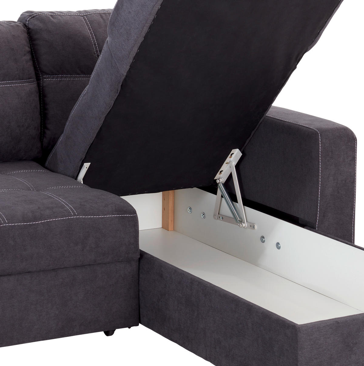 ECKSOFA in Mikrofaser Dunkelgrau  - Weiss/Dunkelgrau, Design, Kunststoff/Textil (240/160cm) - Livetastic