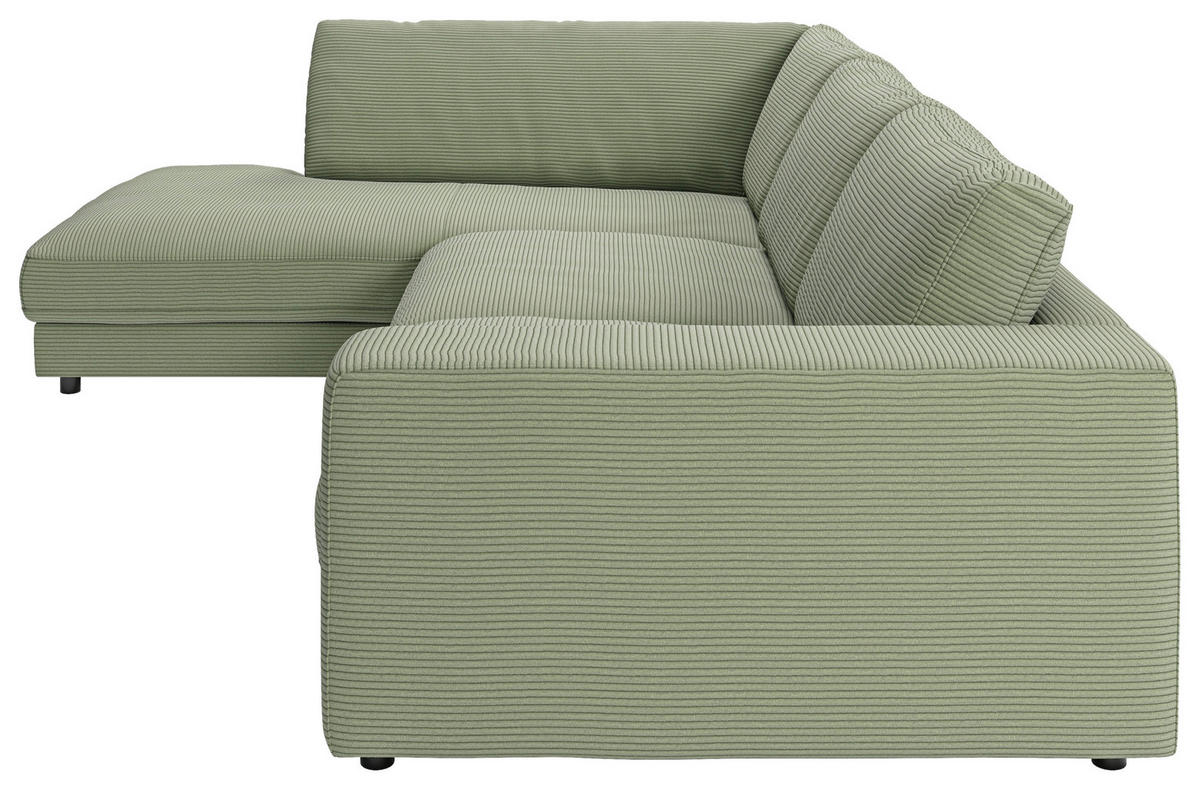 ECKSOFA in Cord Grün  - Schwarz/Grün, Design, Kunststoff/Textil (224/325cm) - Pure Home Lifestyle