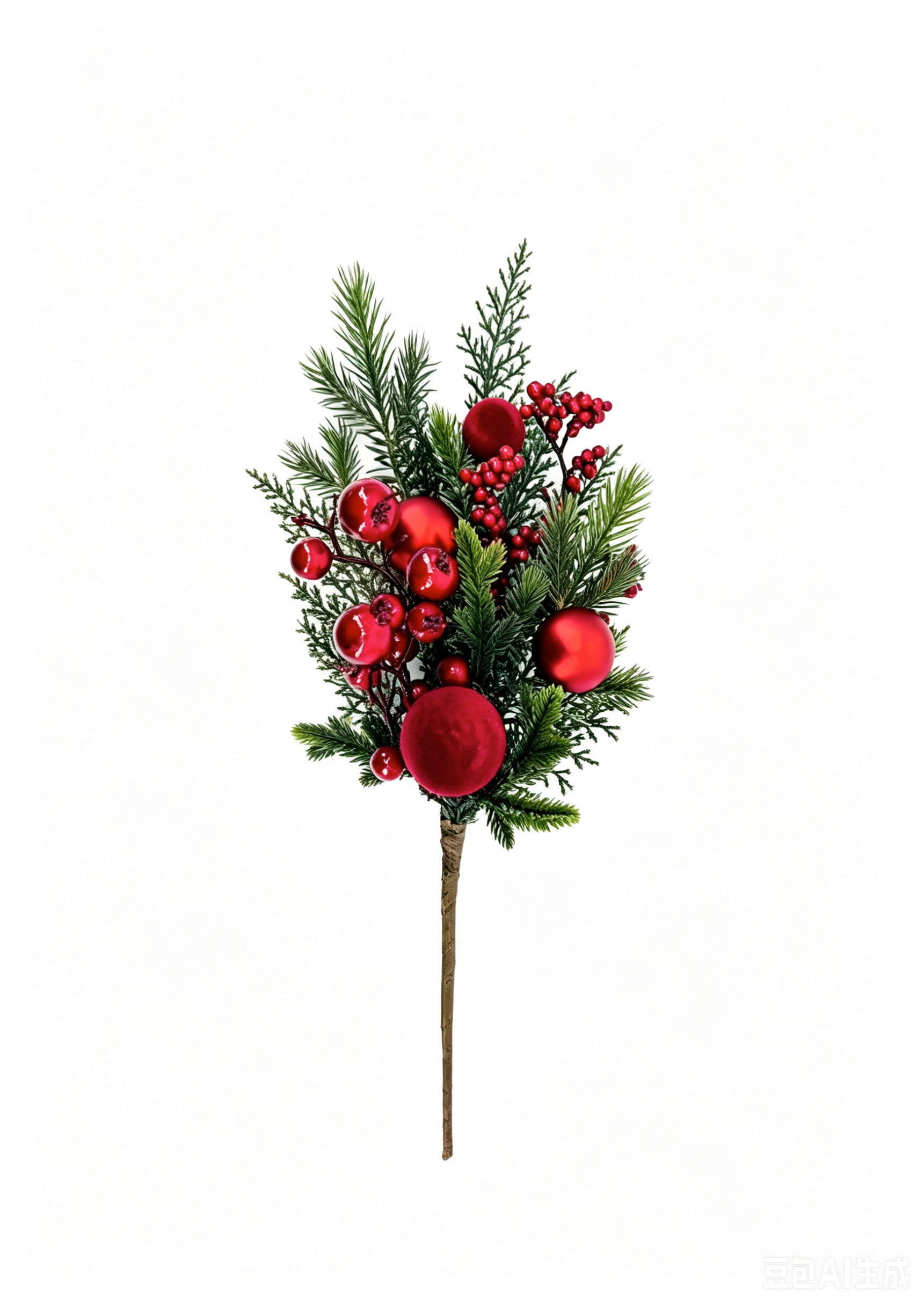 DEKOZWEIG - Waldgrün/Rot, LIFESTYLE, Papier/Kunststoff (47/18/7cm) - X-Mas