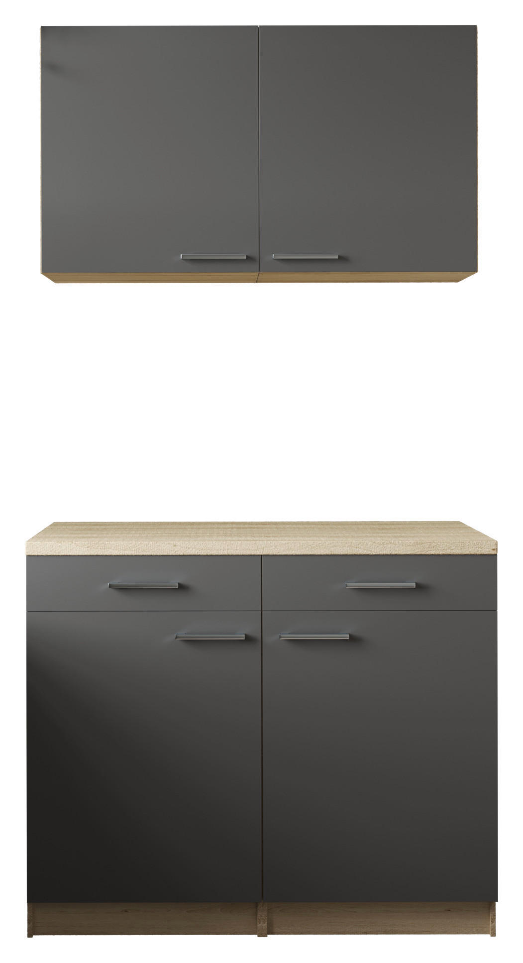 BUFFET 100/200/60 cm  in Grau, Eichefarben  - Eichefarben/Silberfarben, Basics, Holzwerkstoff/Metall (100/200/60cm) - Respekta