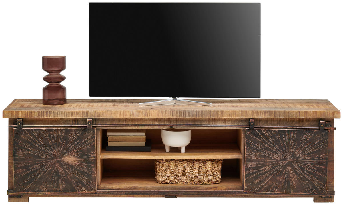 TV-BÄNK  i 180/50/40 cm  - svart/kopparfärgad, Trend, metall/trä (180/50/40cm) - Landscape