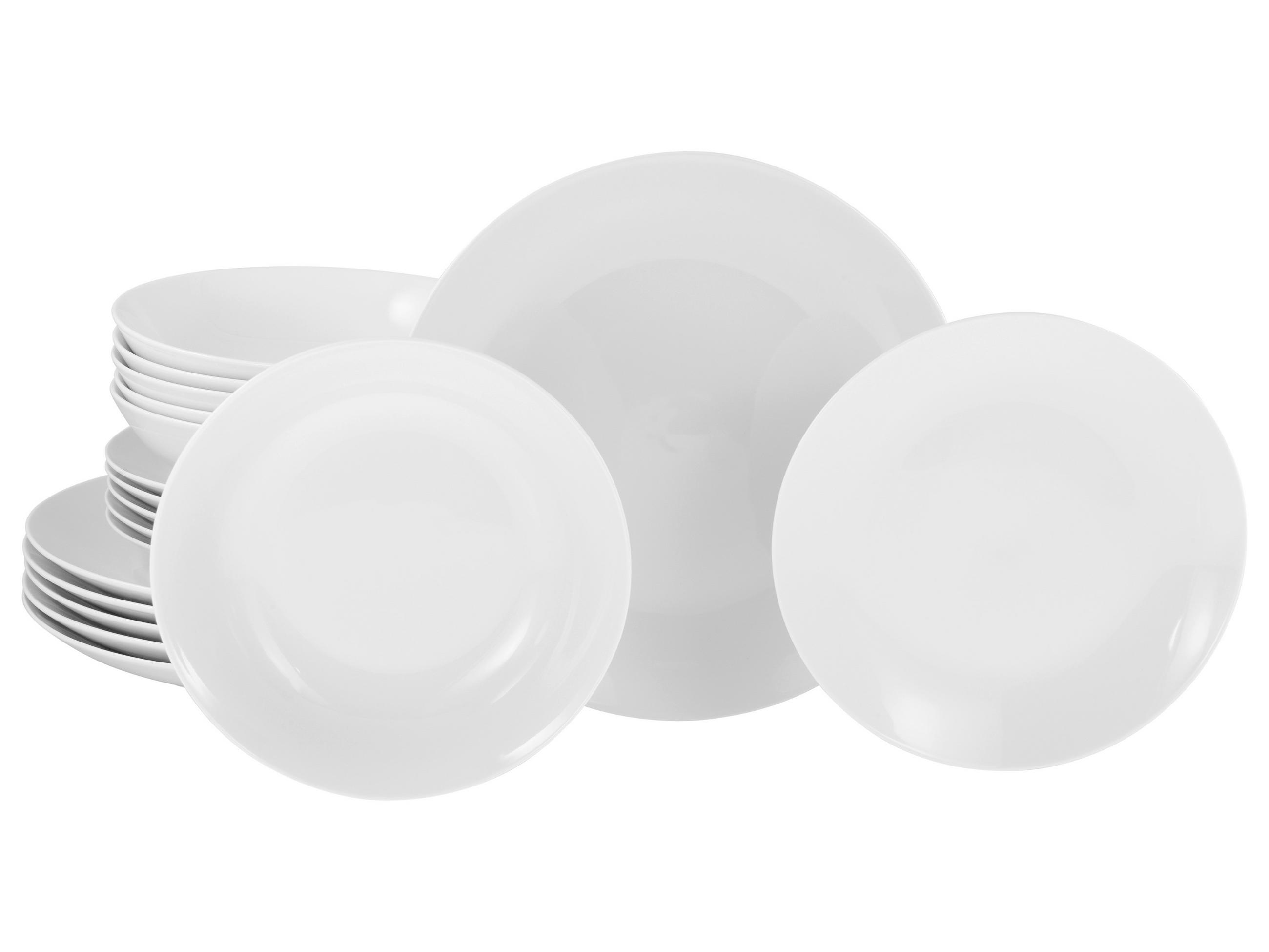TAFELSERVICE Weiß 18-teilig Luna  - Weiß, Basics, Keramik - Creatable