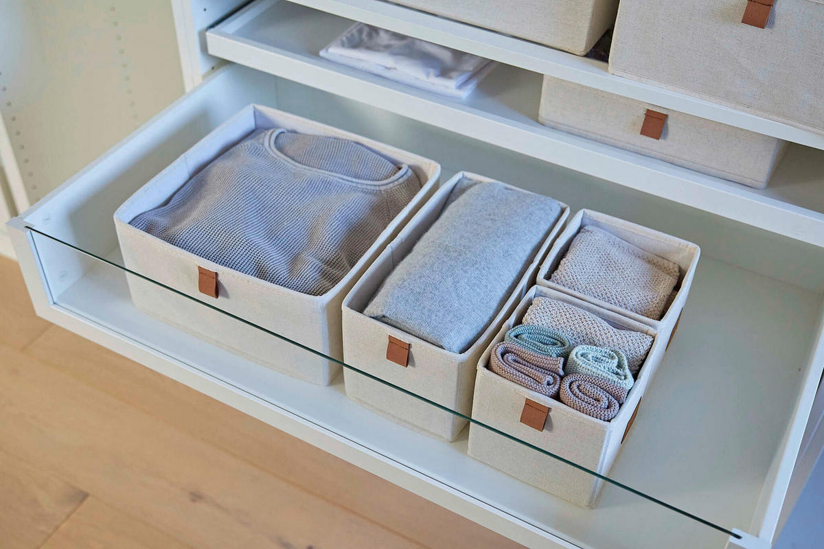 SCHUHBOX - Beige, Basics, Holzwerkstoff/Textil (34/23/15cm) - Store It