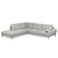 ECKSOFA SPRING Grau Webstoff Zierkissen  - Schwarz/Grau, Design, Textil/Metall (250/273cm) - Livetastic