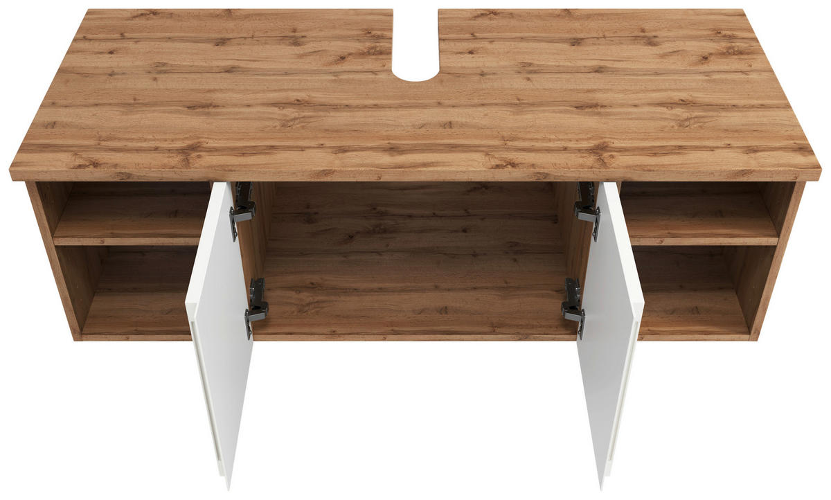 WASCHBECKENUNTERSCHRANK 120/41/47 cm  - Weiss/Eiche Wotan, Modern, Holzwerkstoff (120/41/47cm) - Held