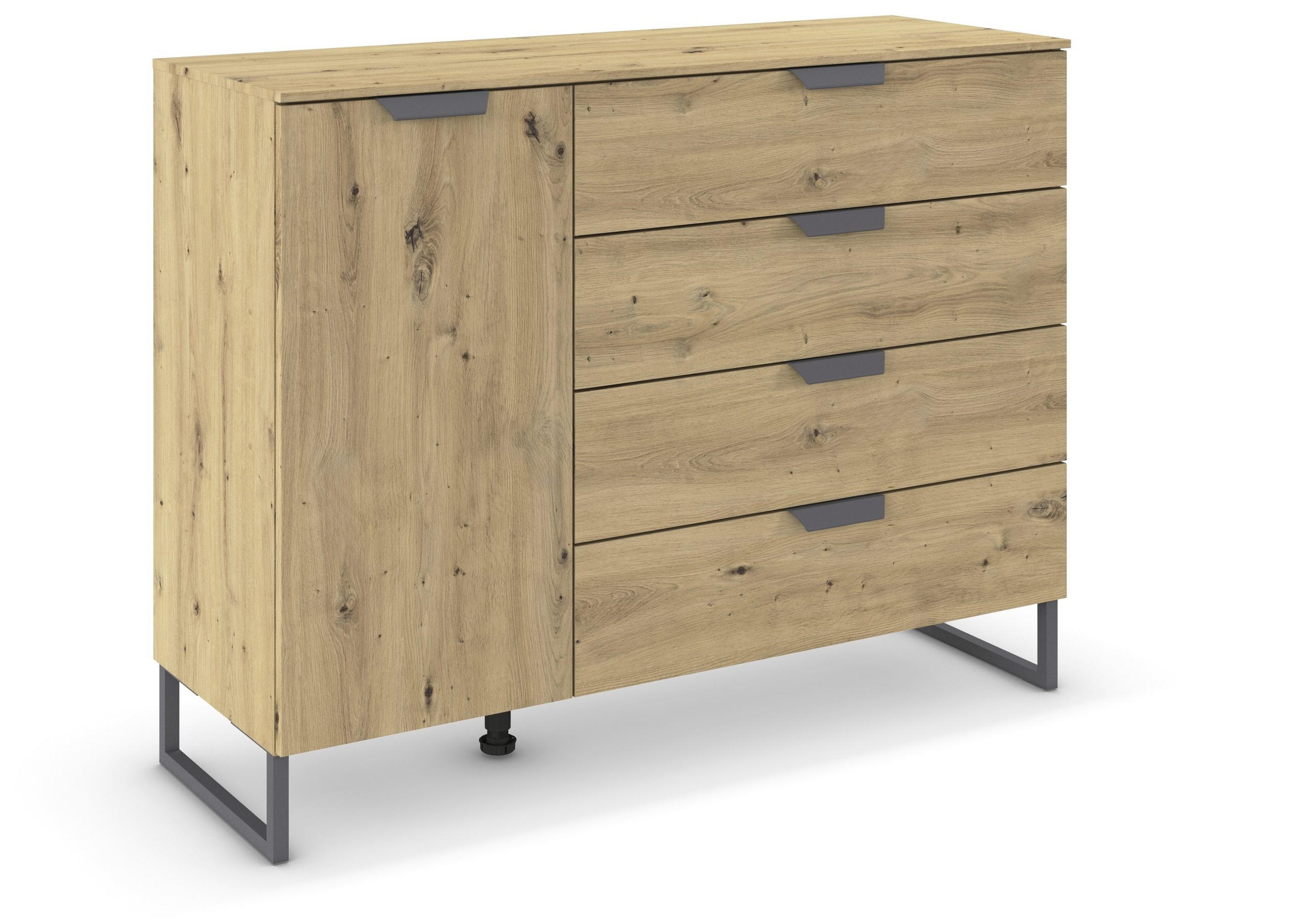KOMMODE  in 120/92/42 cm  - Dunkelgrau/Eiche Artisan, Design, Holzwerkstoff/Metall (120/92/42cm) - Carryhome