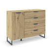 KOMMODE  in 120/92/42 cm  - Dunkelgrau/Eiche Artisan, Design, Holzwerkstoff/Metall (120/92/42cm) - Carryhome