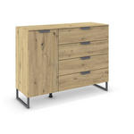 KOMMODE  in 120/92/42 cm  - Dunkelgrau/Eiche Artisan, Design, Holzwerkstoff/Metall (120/92/42cm) - Xora