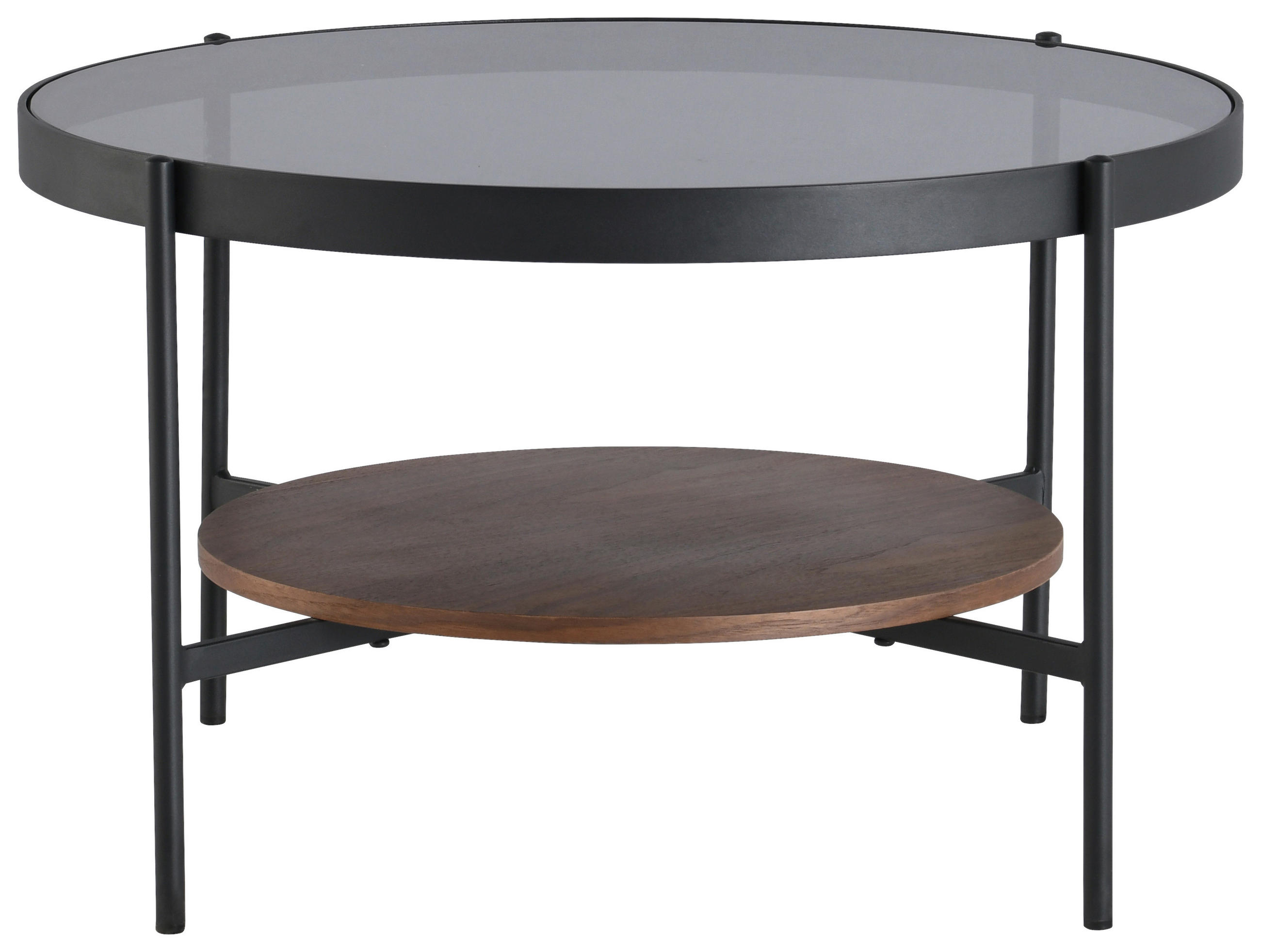 COUCHTISCH in Metall, Glas, Holzwerkstoff  - Schwarz/Naturfarben, Design, Glas/Holzwerkstoff (74/43/74cm) - MID.YOU