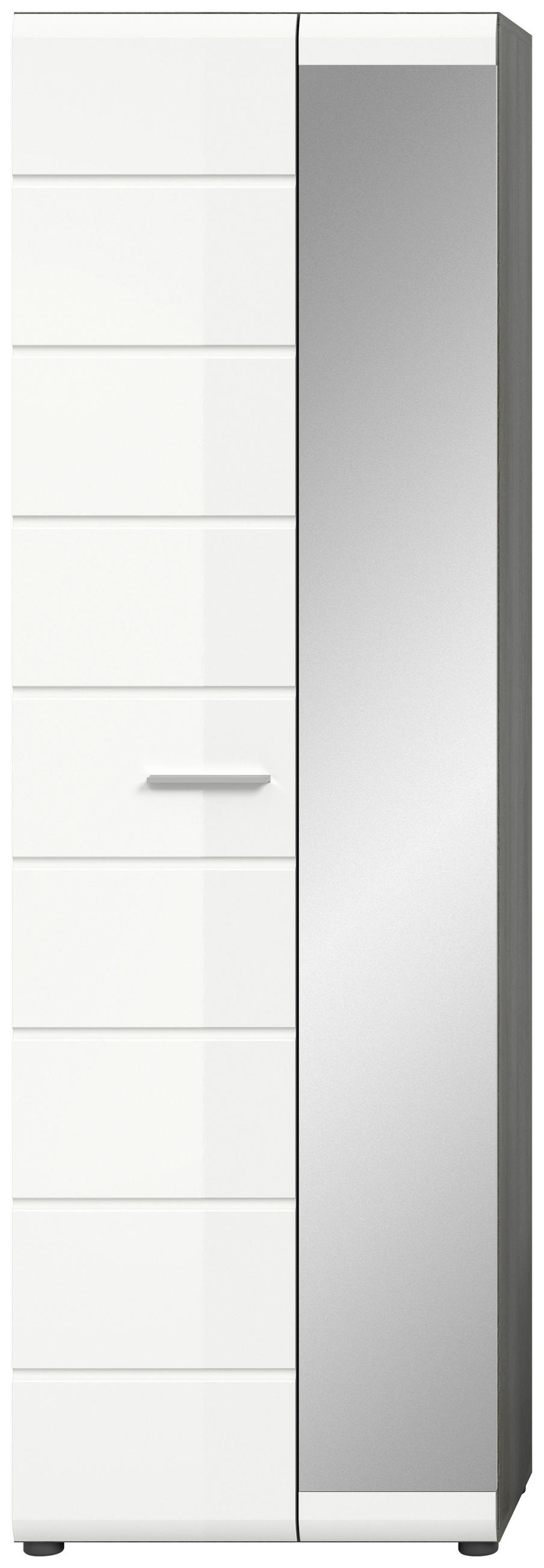 SKŘÍŇ NA ODĚV, vysoce lesklá bílá, 60/192/37 cm - barvy stříbra/vysoce lesklá bílá, Design, kompozitní dřevo/plast (60/192/37cm) - MID.YOU