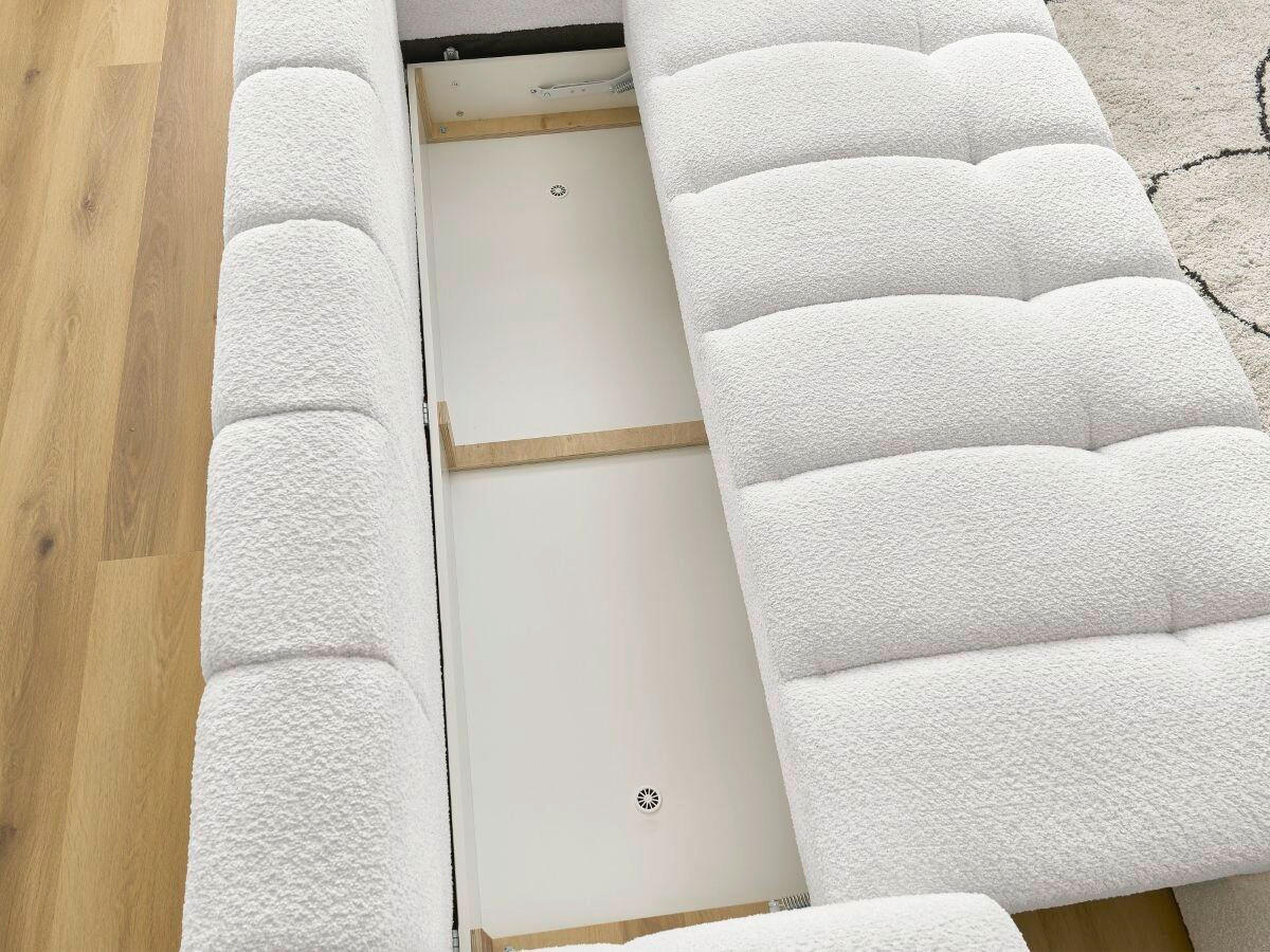 SCHLAFSOFA FUJI Bouclé Weiß  inkl.  - Schwarz/Weiß, MODERN, Kunststoff/Textil (251/113/88cm)