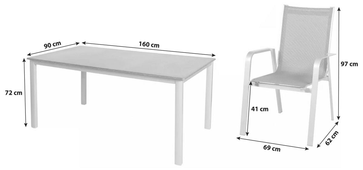 SET DE JARDIN   - Platinfarben/Dunkelgrau, Basics, Textil/Metall (160/90/72cm) - Acamp