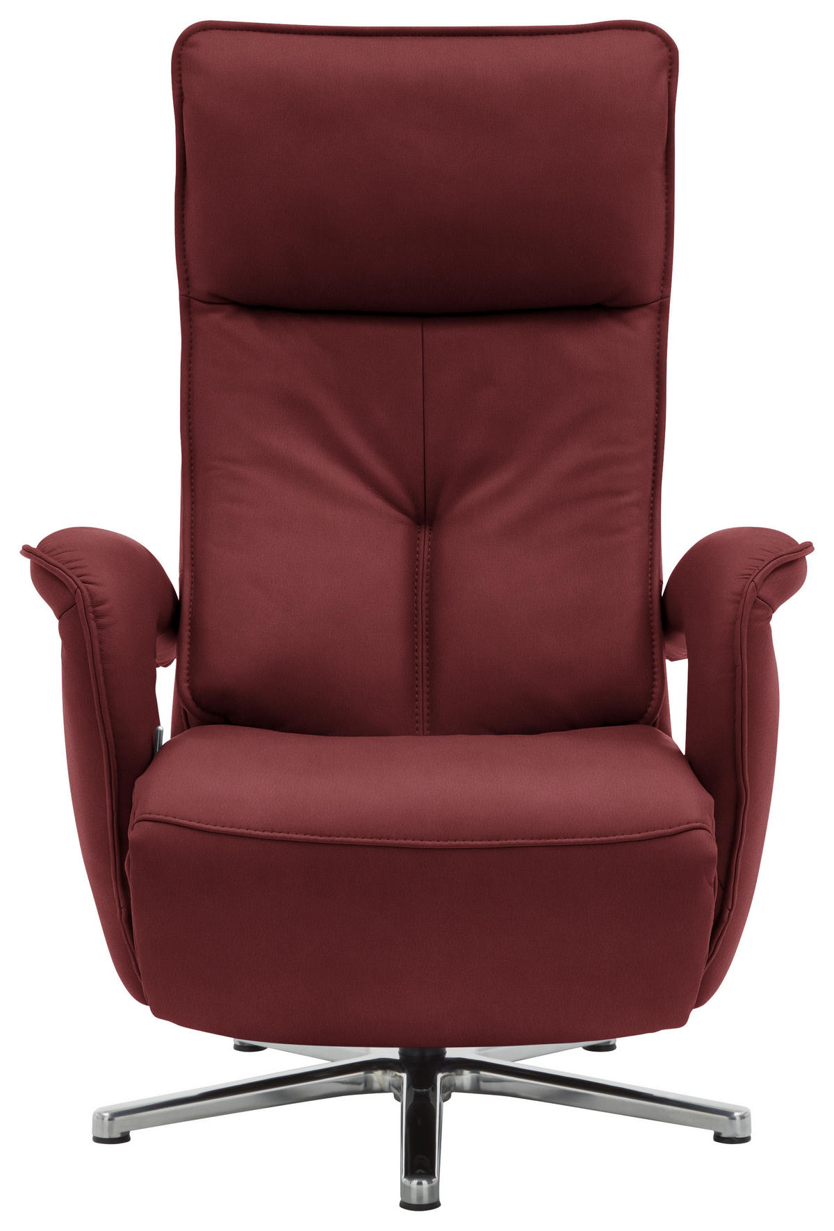RELAXSESSEL in Leder Rot  - Chromfarben/Rot, Design, Leder/Metall (77/110/87cm) - Valdera