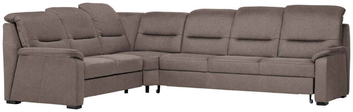 ECKSOFA in Mikrofaser Graubraun  - Graubraun/Schwarz, Konventionell, Holz/Textil (245/303cm) - Beldomo Comfort