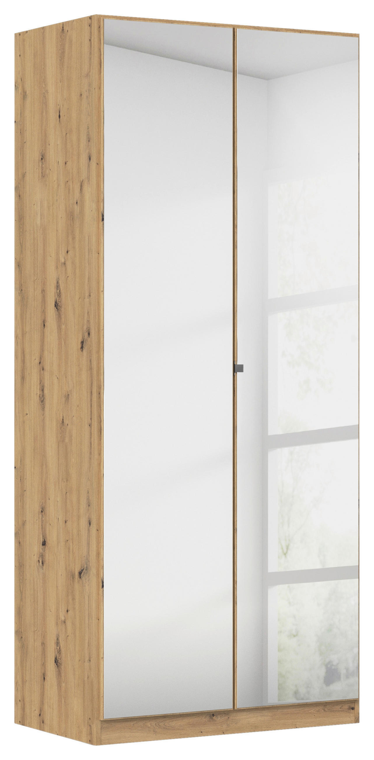 DREHTÜRENSCHRANK 91/210/54 cm 2-türig Eiche Artisan  - Chromfarben/Eiche Artisan, MODERN, Glas/Holzwerkstoff (91/210/54cm) - Boxxx