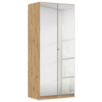 DREHTÜRENSCHRANK 91/210/54 cm 2-türig Eiche Artisan  - Chromfarben/Eiche Artisan, MODERN, Glas/Holzwerkstoff (91/210/54cm) - Rauch Möbel
