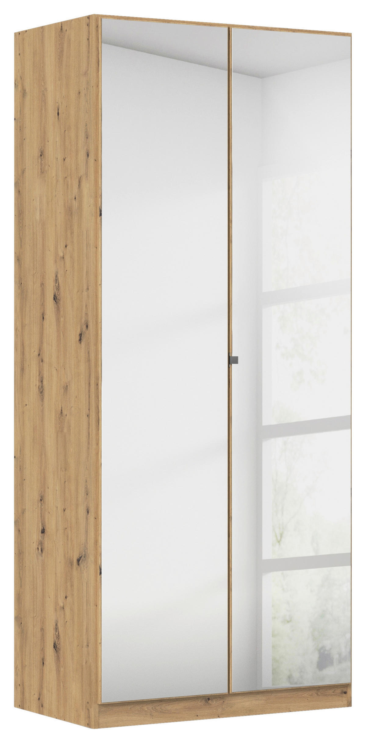 DREHTÜRENSCHRANK 91/210/54 cm 2-türig Eiche Artisan  - Chromfarben/Eiche Artisan, MODERN, Glas/Holzwerkstoff (91/210/54cm) - Rauch Möbel