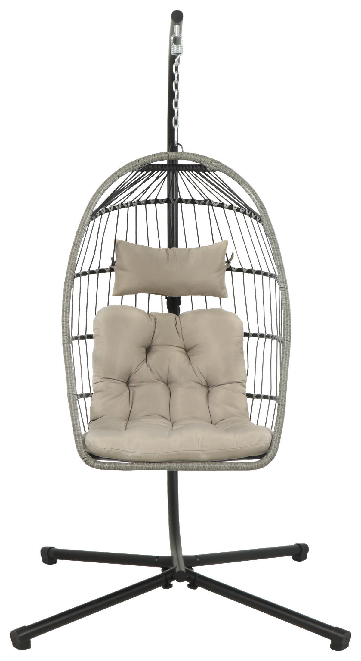 HÄNGESESSEL 100/198/100 cm Eisen  - Schwarz/Grau, Design, Kunststoff/Textil (100/198/100cm) - Ambia Garden