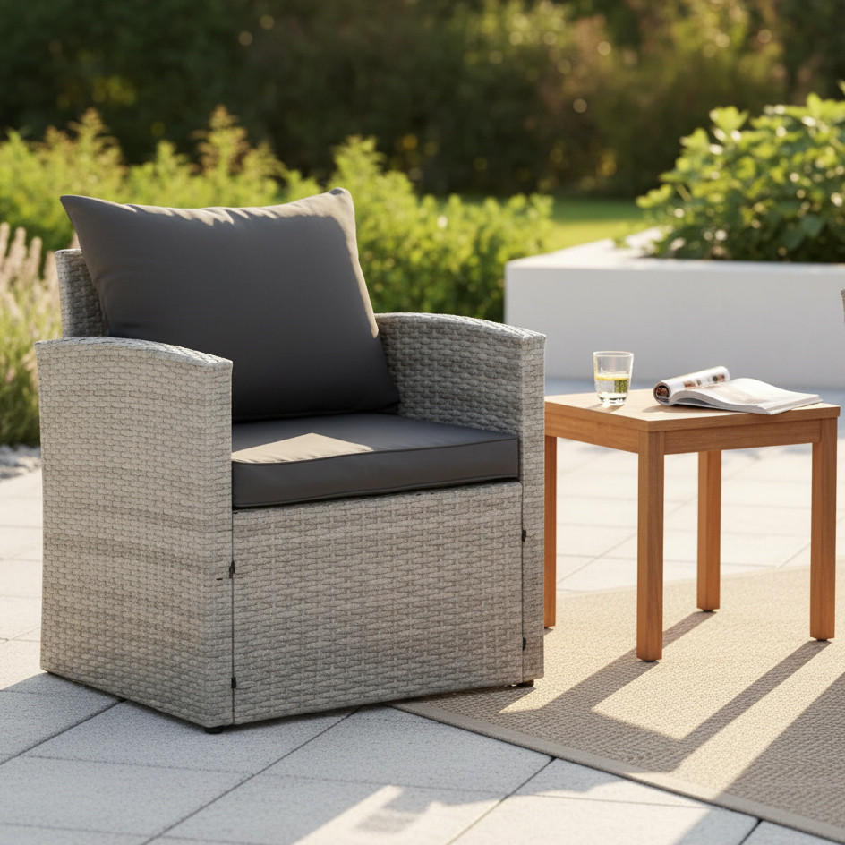 GARTENSET  - Grau, MODERN, Kunststoff/Textil (65/73/62cm) - Gardenson