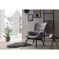 SESSEL in Samt Grau, Schwarz  - Schwarz/Grau, MODERN, Textil/Metall (80/92/99cm) - Livetastic
