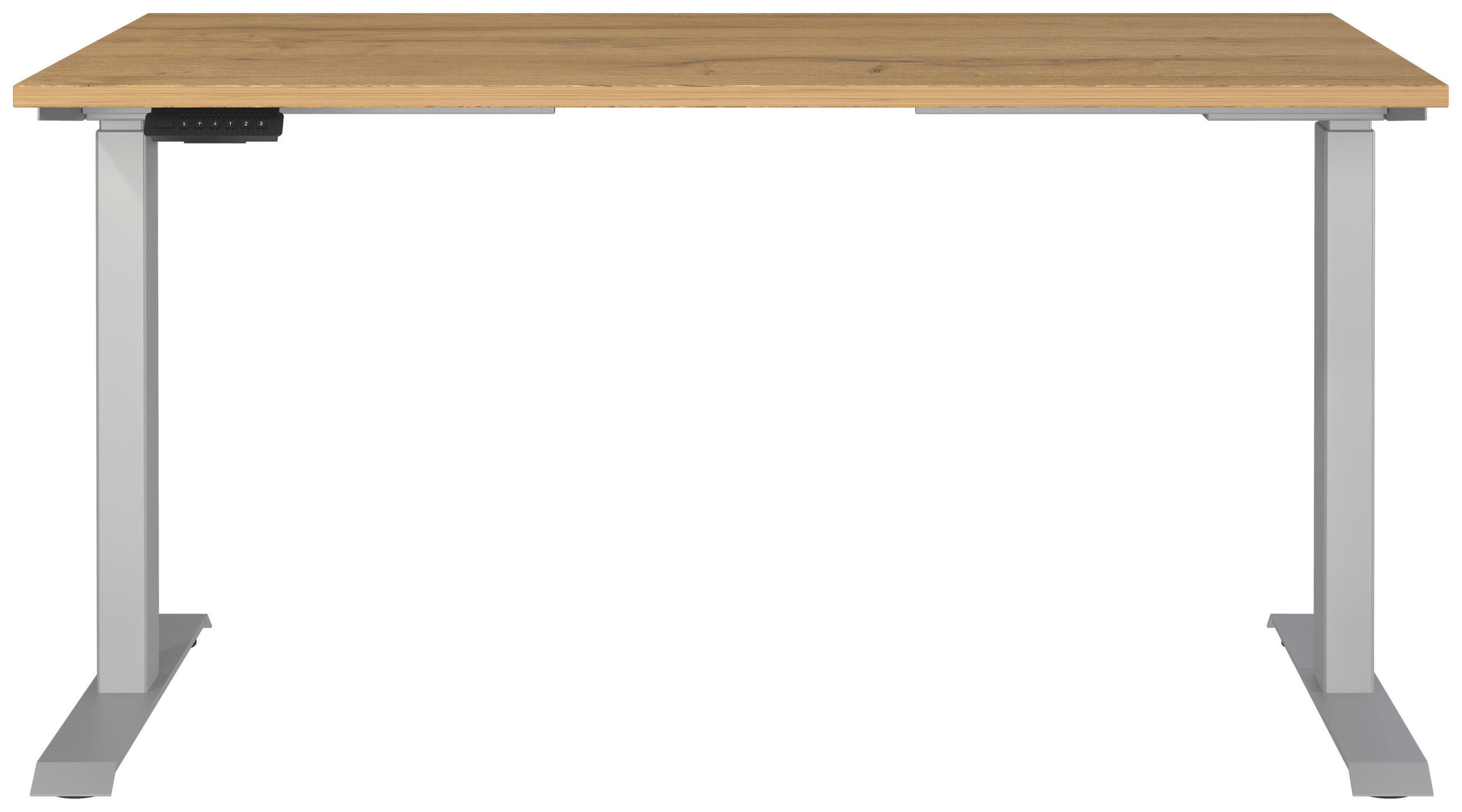 SCHREIBTISCH 140/80/72-118 cm  in Silberfarben, Eichefarben, Braun  - Eichefarben/Silberfarben, MODERN, Holzwerkstoff/Metall (140/80/72-118cm) - Novel