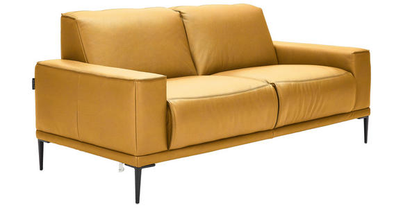 2-SITZER-SOFA  in Echtleder Currygelb   - Currygelb/Schwarz, Design, Leder/Metall (180/82/92cm) - Johann Jakob