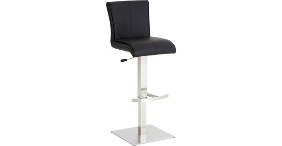 BARHOCKER in Metall, Textil Edelstahlfarben, Schwarz - Edelstahlfarben/Schwarz, Design, Textil/Metall (40/115/43cm) - Dieter Knoll
