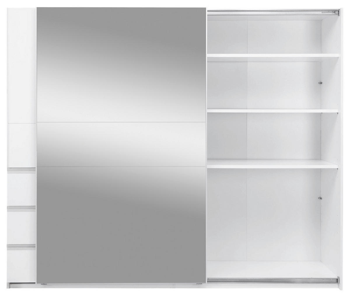 SCHIEBETÜRENSCHRANK 250/205/61,5 cm 2-türig Weiß  - Weiß, MODERN, Holzwerkstoff/Metall (250/205/61,5cm) - MID.YOU