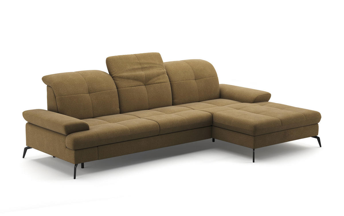 ECKSOFA in Flachgewebe Olivgrün  - Schwarz/Olivgrün, Konventionell, Textil/Metall (279/185cm) - Sit & More