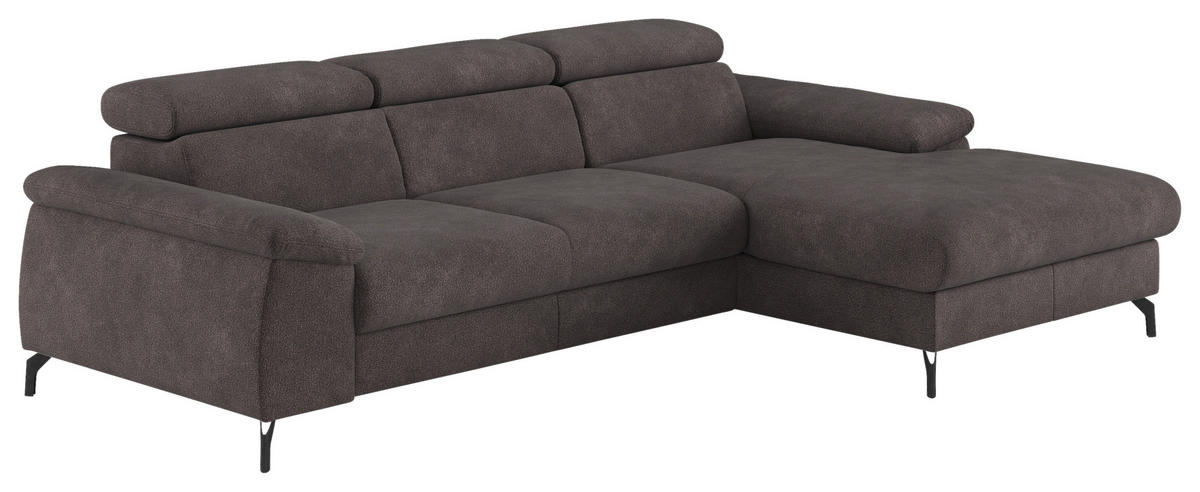ECKSOFA in Webstoff Anthrazit  - Anthrazit/Schwarz, Design, Textil/Metall (244/166cm) - Livetastic