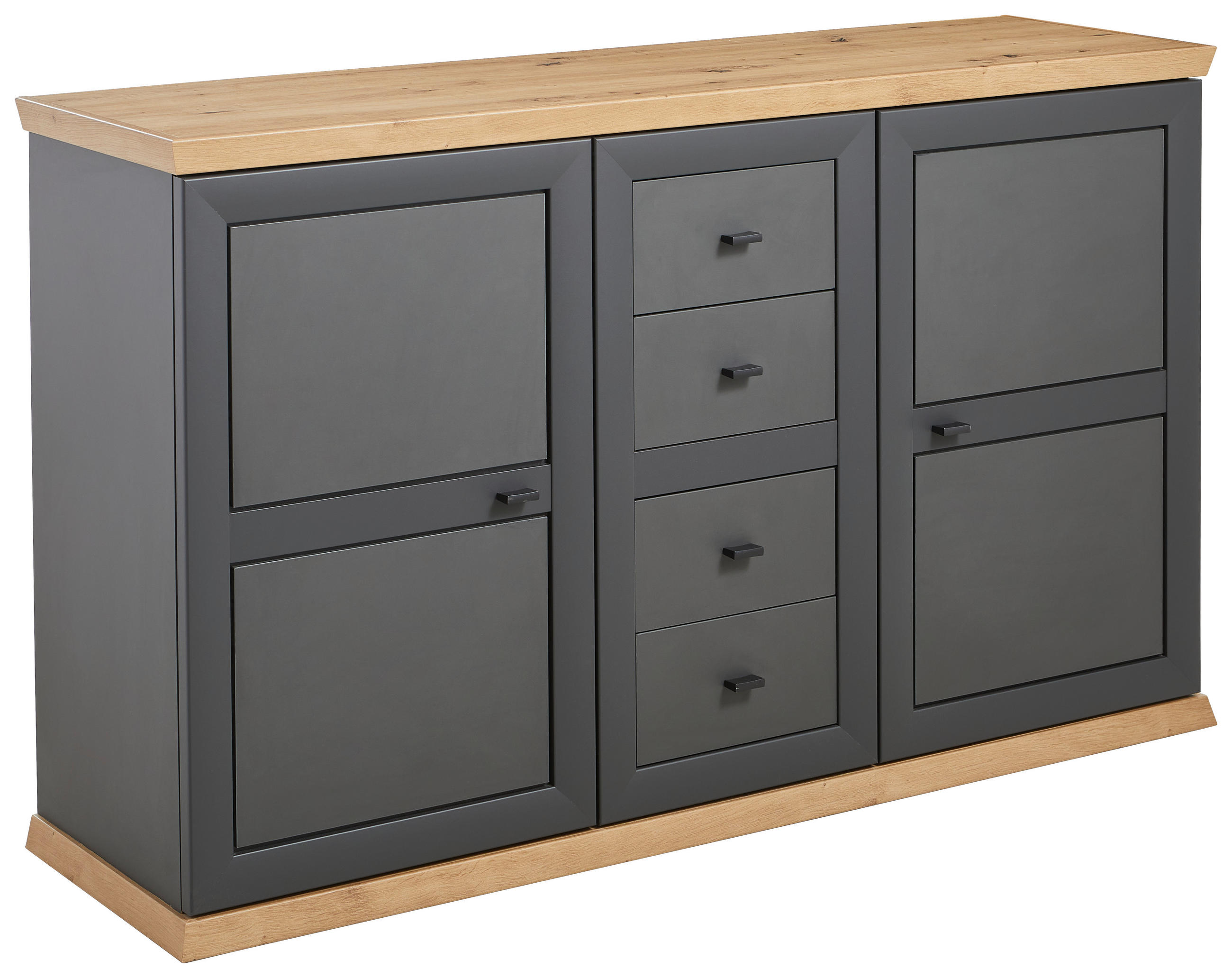 Hom`in ŠIROKÁ KOMODA, antracitová, dub artisan, 148,6/89,5/43 cm