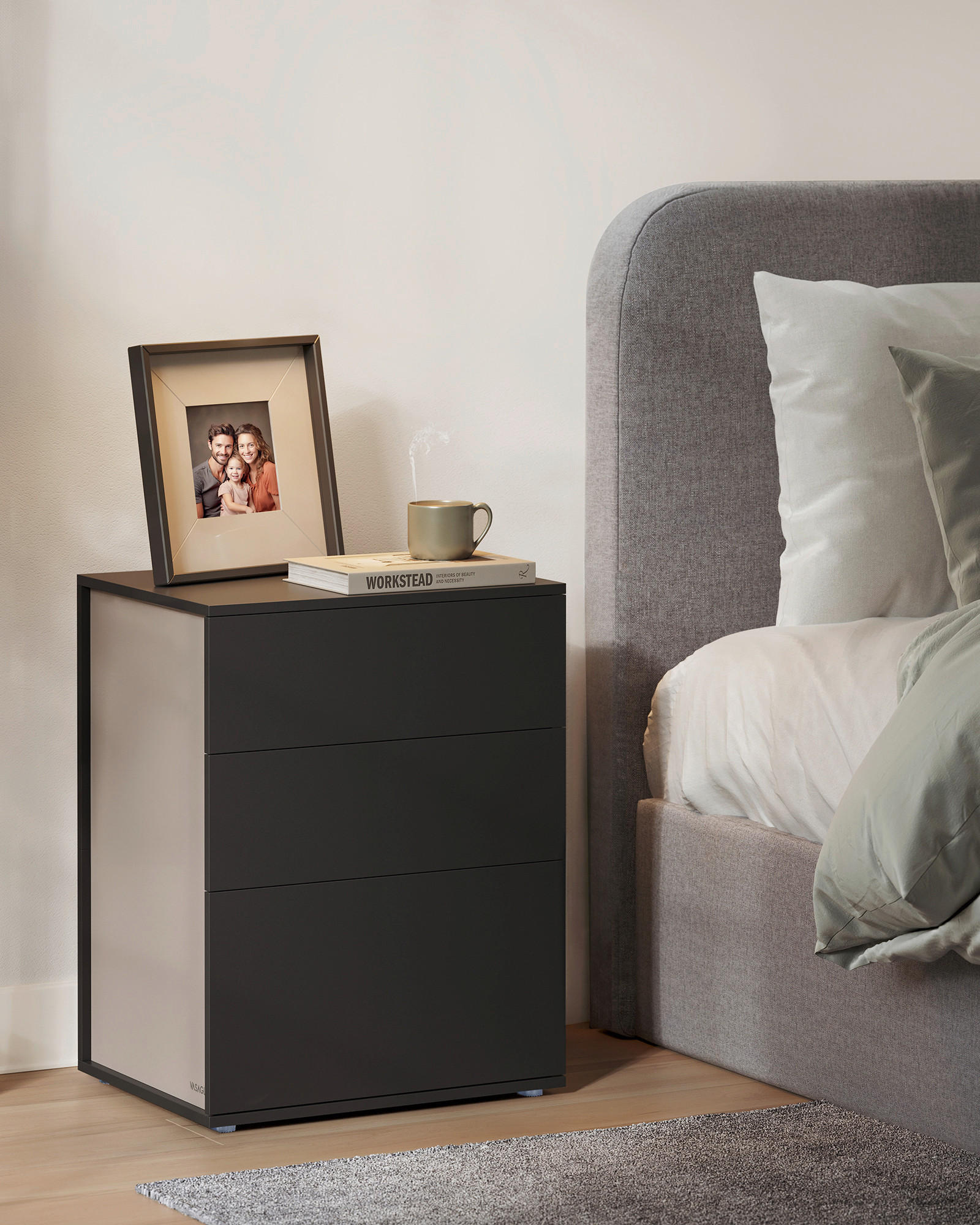 NACHTTISCH 45/58,7/35 cm  in Schwarz, Beige  - Beige/Schwarz, MODERN, Holzwerkstoff (45/58,7/35cm) - MID.YOU