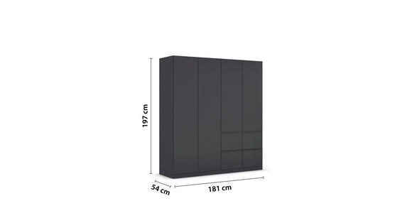 KLEIDERSCHRANK  in Grau  - Grau, Trend, Holzwerkstoff/Kunststoff (181/197/54cm) - Xora
