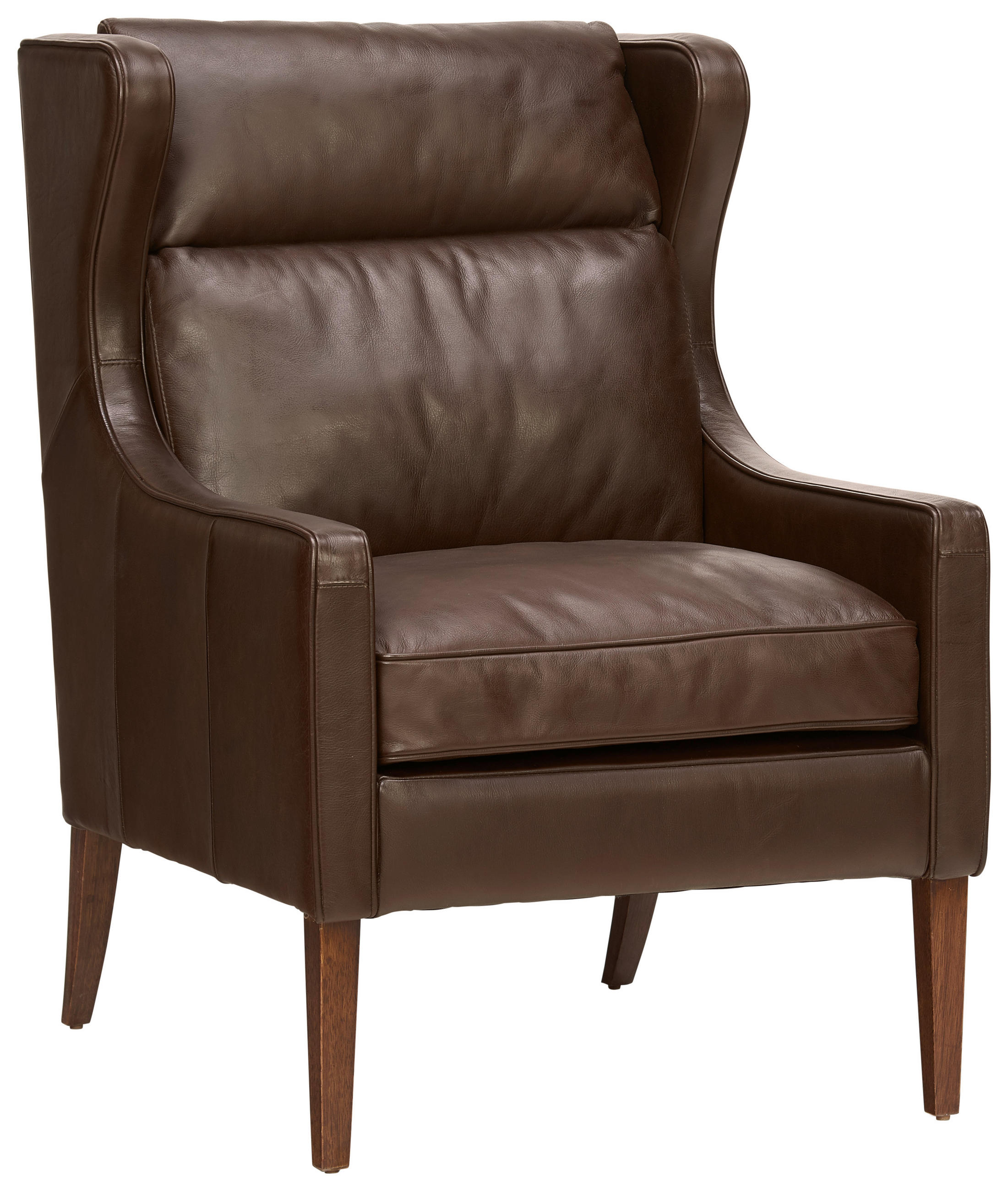 Sessel in Holz, Leder Braun